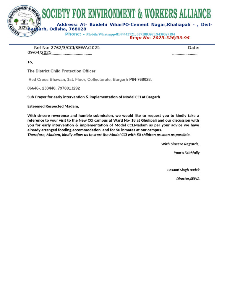 6-New Cci Sewa Letter Bargarh | PDF