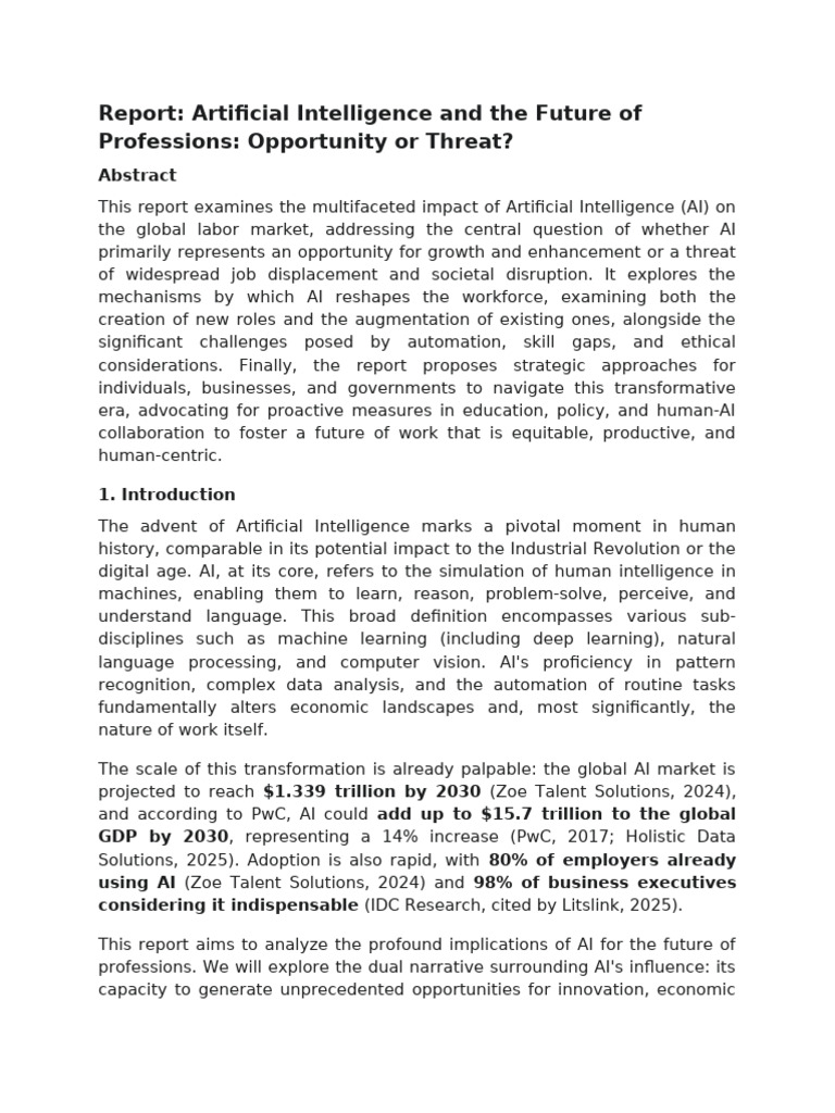 AI's Impact on Jobs: Opportunities & Threats | PDF | Artificial ...