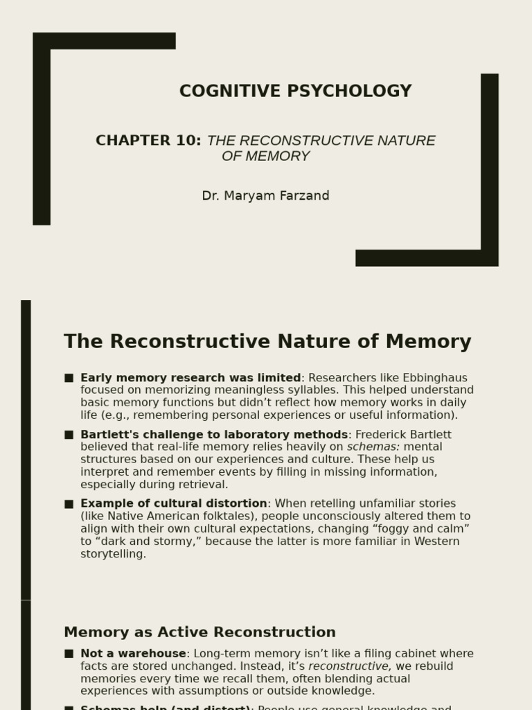 Cognitive Psychology: The Reconstructive Nature of Memory | PDF ...