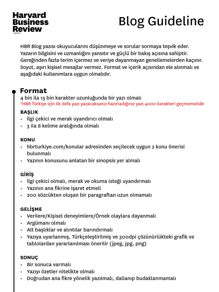HBR Türkiye - Blog Guideline | PDF