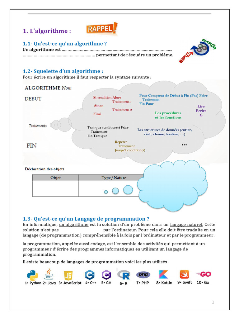 Introduction aux algorithmes et programmation | PDF | Programmation ...