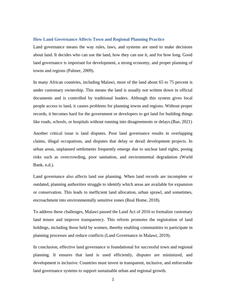 Impact of Land Governance on Urban Planning | PDF | Governance | Urban ...