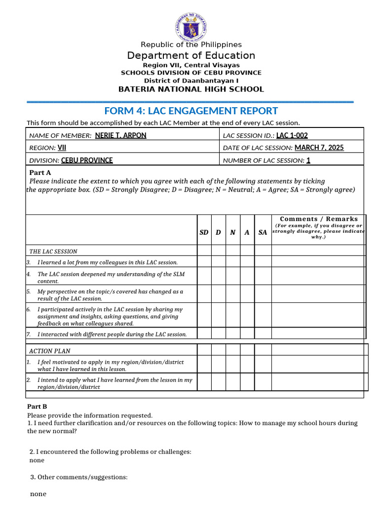 FORM 4 LAC Engagement Report Module 3a Analazaro | PDF