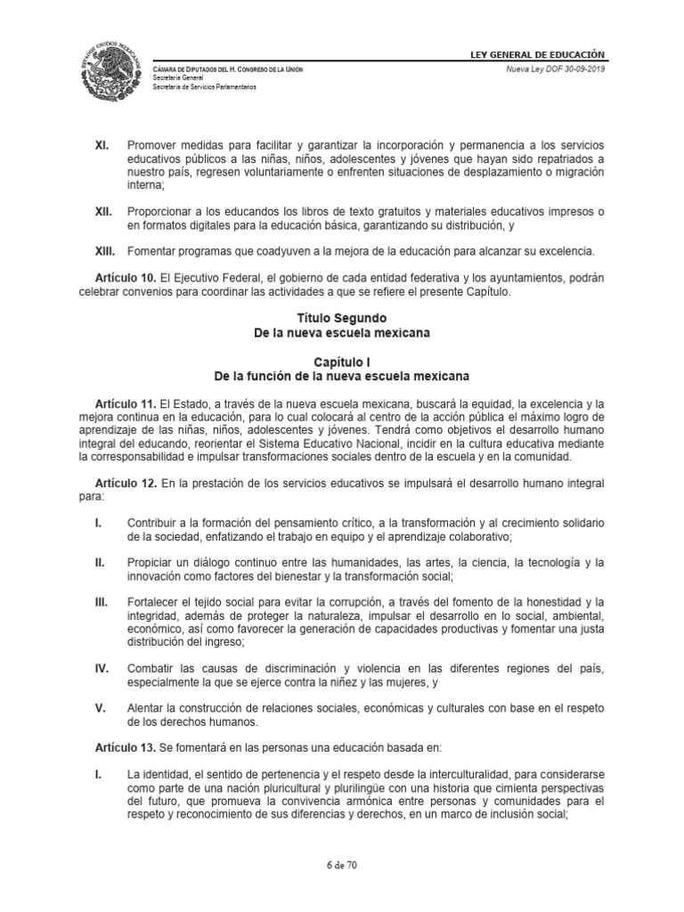 Ley General de Educación en México | PDF | Sustentabilidad | Aprendizaje
