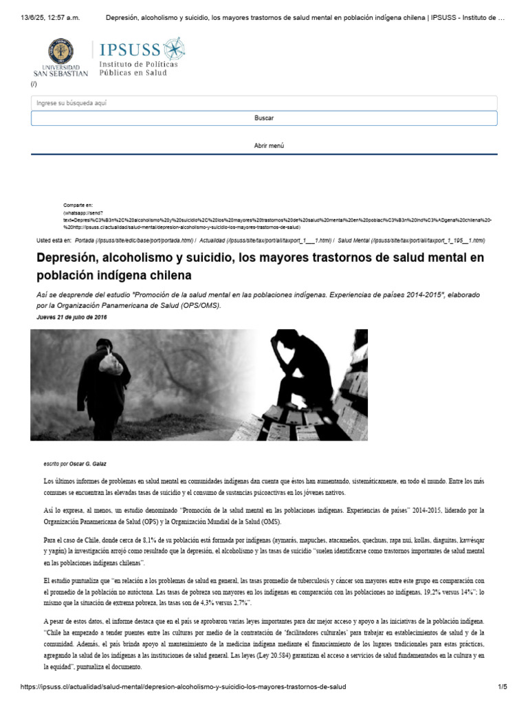 Depresión, Alcoholismo y Suicidio Salud | PDF | Cuidado de la salud ...