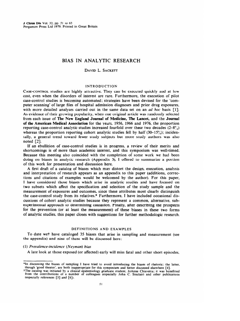 Bias in Analytical Research | PDF