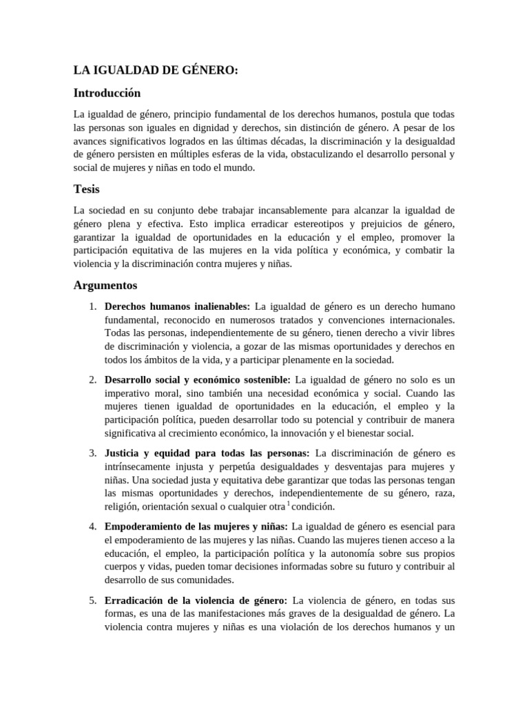 Igualdad de Género: Derechos y Oportunidades | PDF | Estudios de género ...