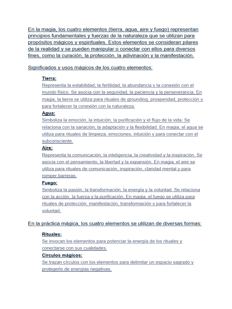 Los Cuatro Elemtneos de La Naturalez | PDF | Rituales