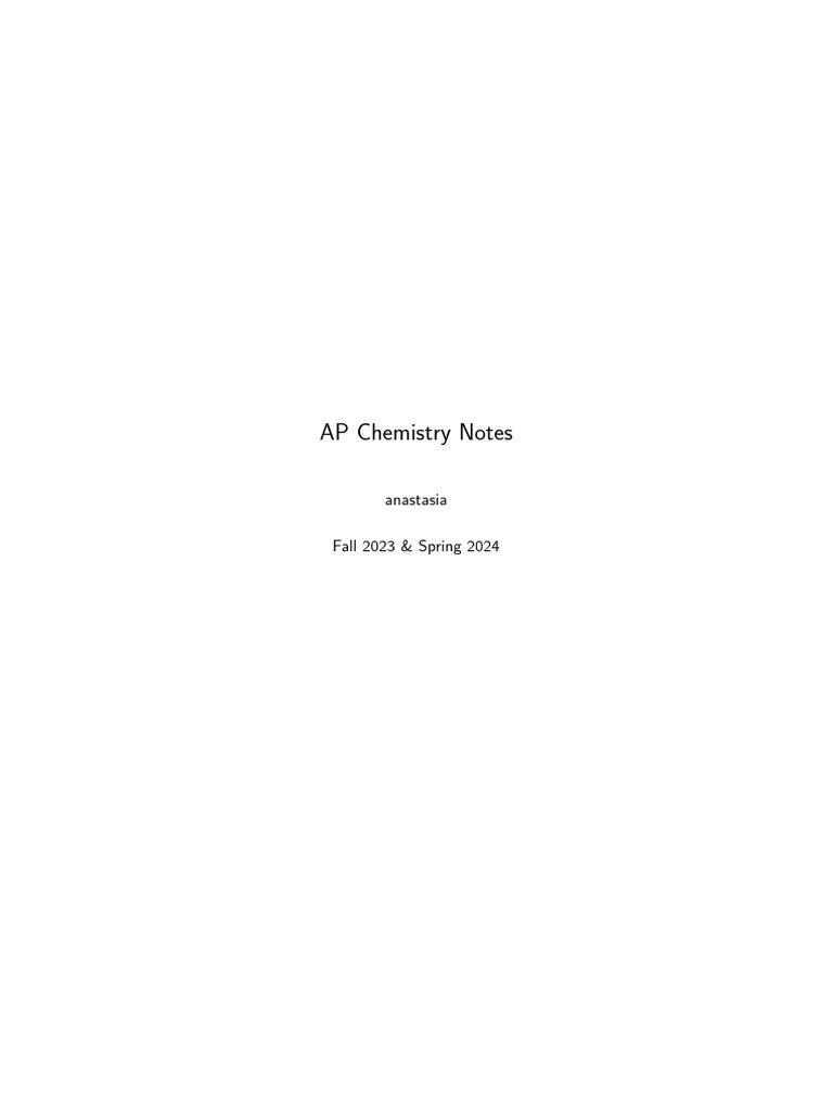 AP Chemistry Overview and Concepts | PDF | Chemical Bond | Ion