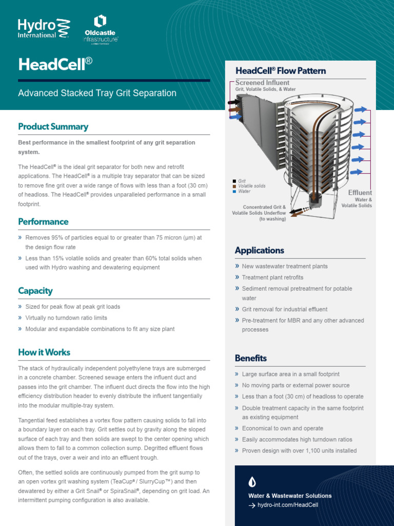 HeadCell® Grit Separation System Overview | PDF | Sewage Treatment ...