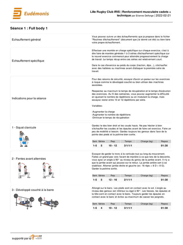 Séance Full Body : Renforcement Musculaire | PDF | Musculation
