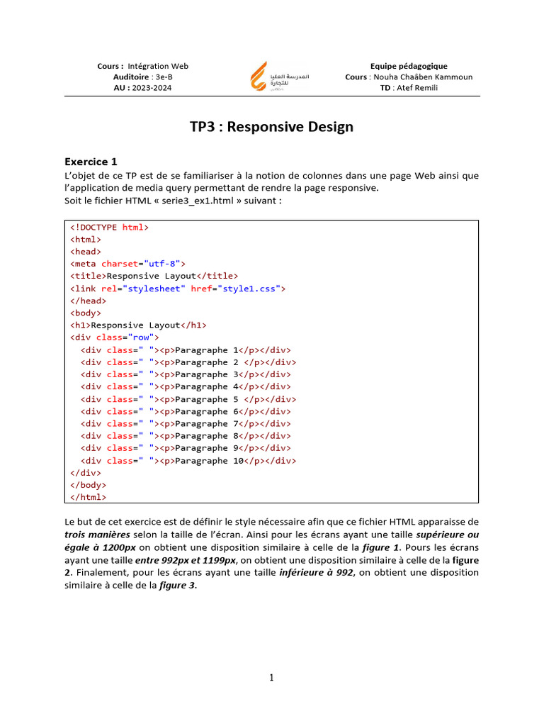 TP Responsive Design : Colonnes et Bootstrap | PDF | Site web adaptatif ...