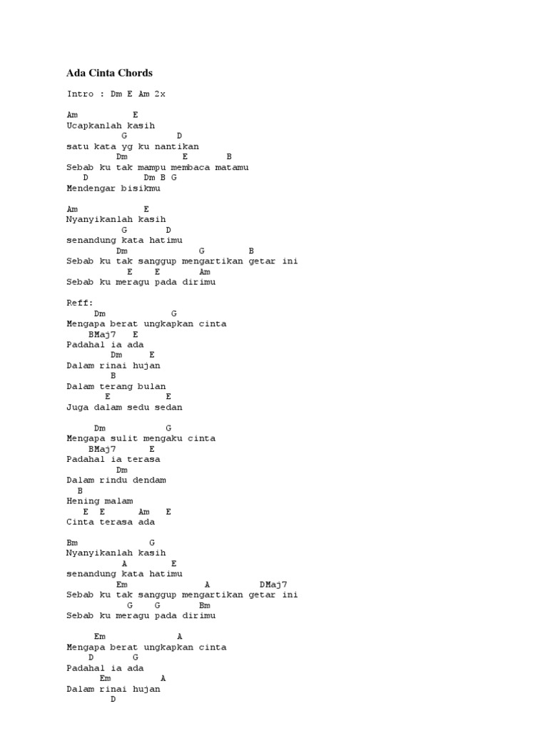 Ada Cinta Chords