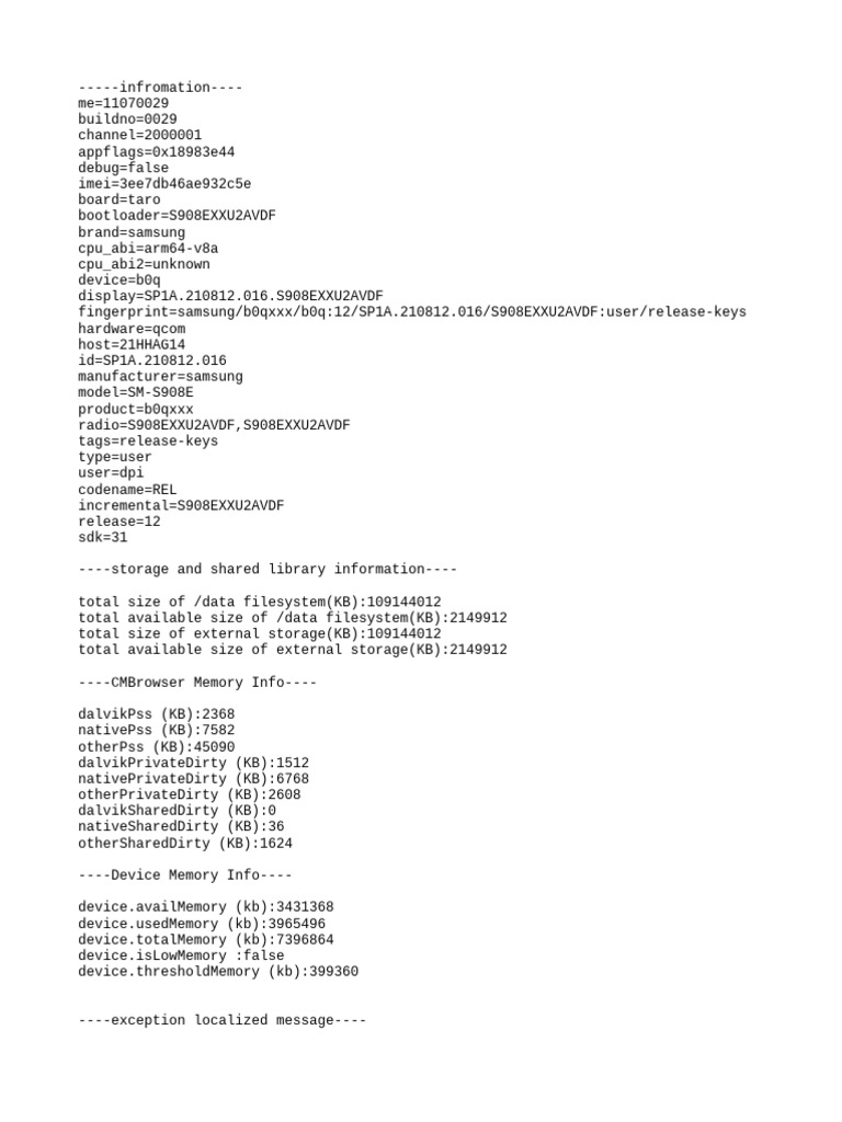 Samsung SM-S908E Device Info & Errors | PDF | Android (Operating System ...