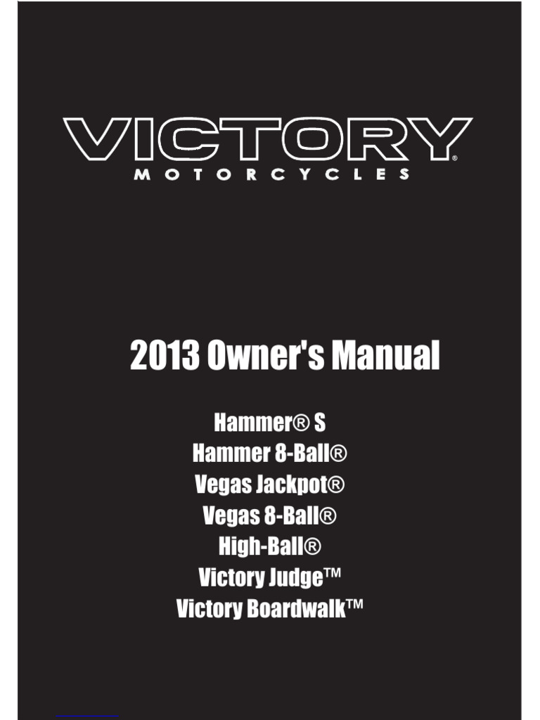 2013 Victory Motorcycle Owner's Manual | PDF | Motorcycle | Gasoline