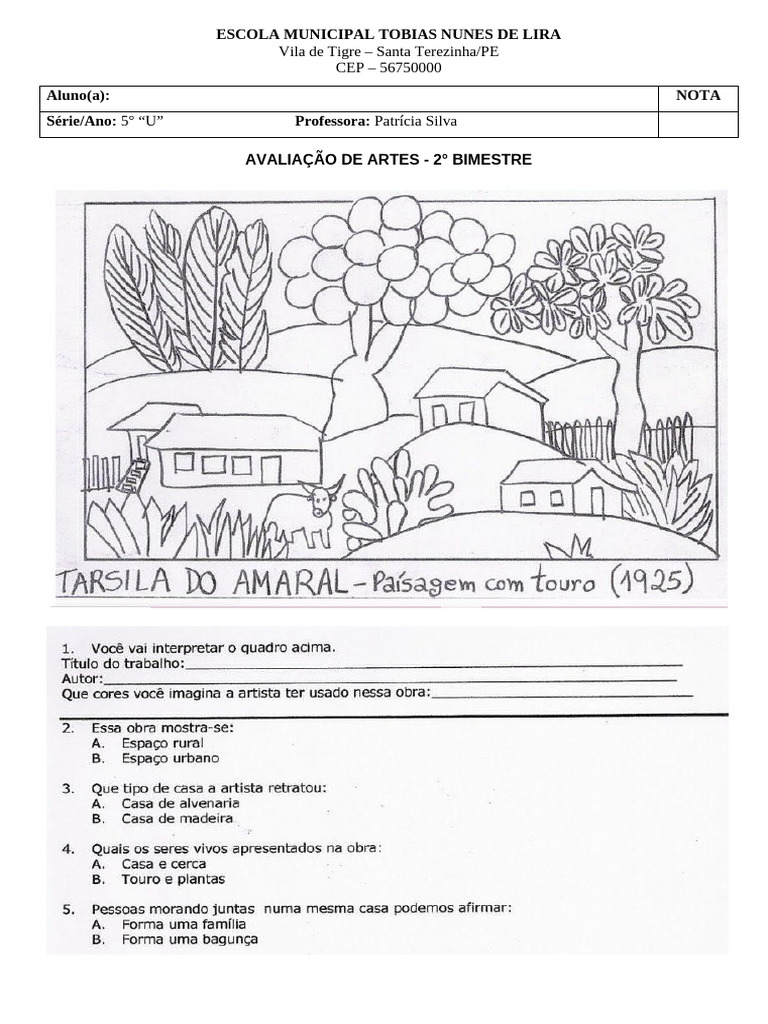 Avaliação de Artes - 5° Ano | PDF