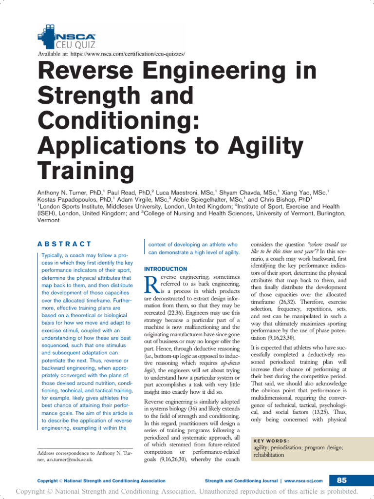 Reverse Engineering Agility Training | PDF | Strength Training ...