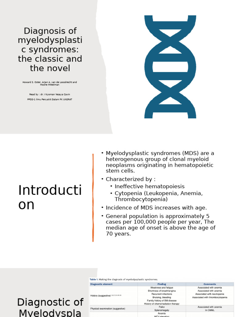 Myelodysplastic Syndromes Diagnosis Guide | PDF | Medical Specialties ...