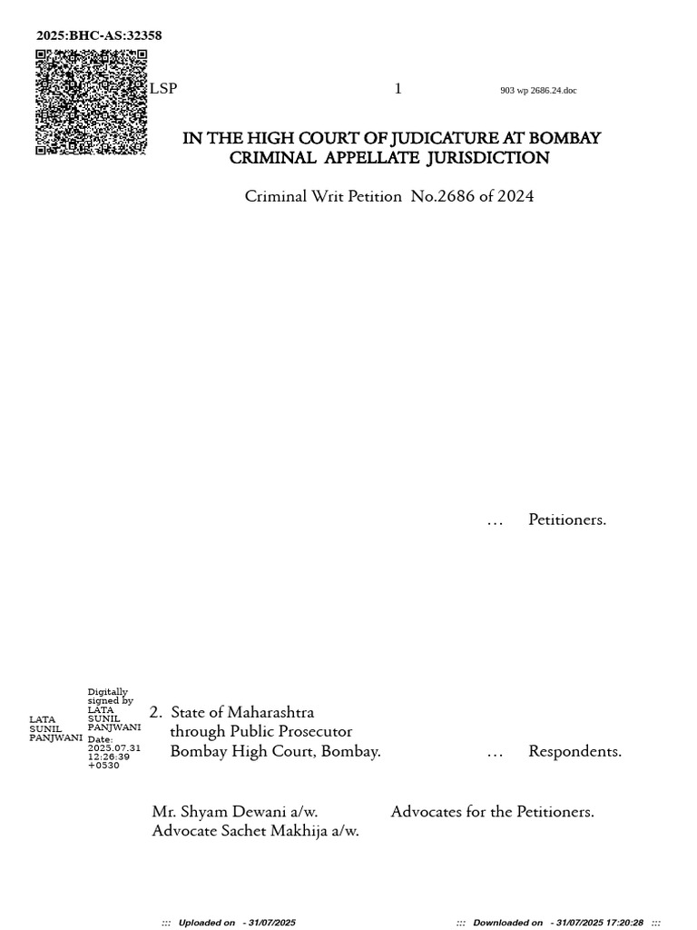 Bombay High Court Criminal Writ Petition | PDF | Defamation | Trials