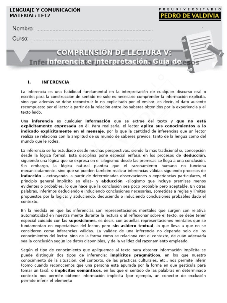 Guía Miércoles 09.07 Nivel 9 | PDF | Inferencia | Razonamiento deductivo