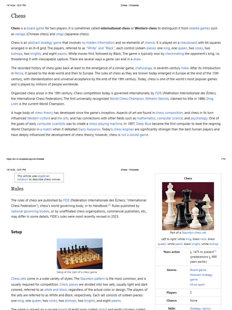 Overview of Chess History and Rules | PDF | Chess | Chess Strategy