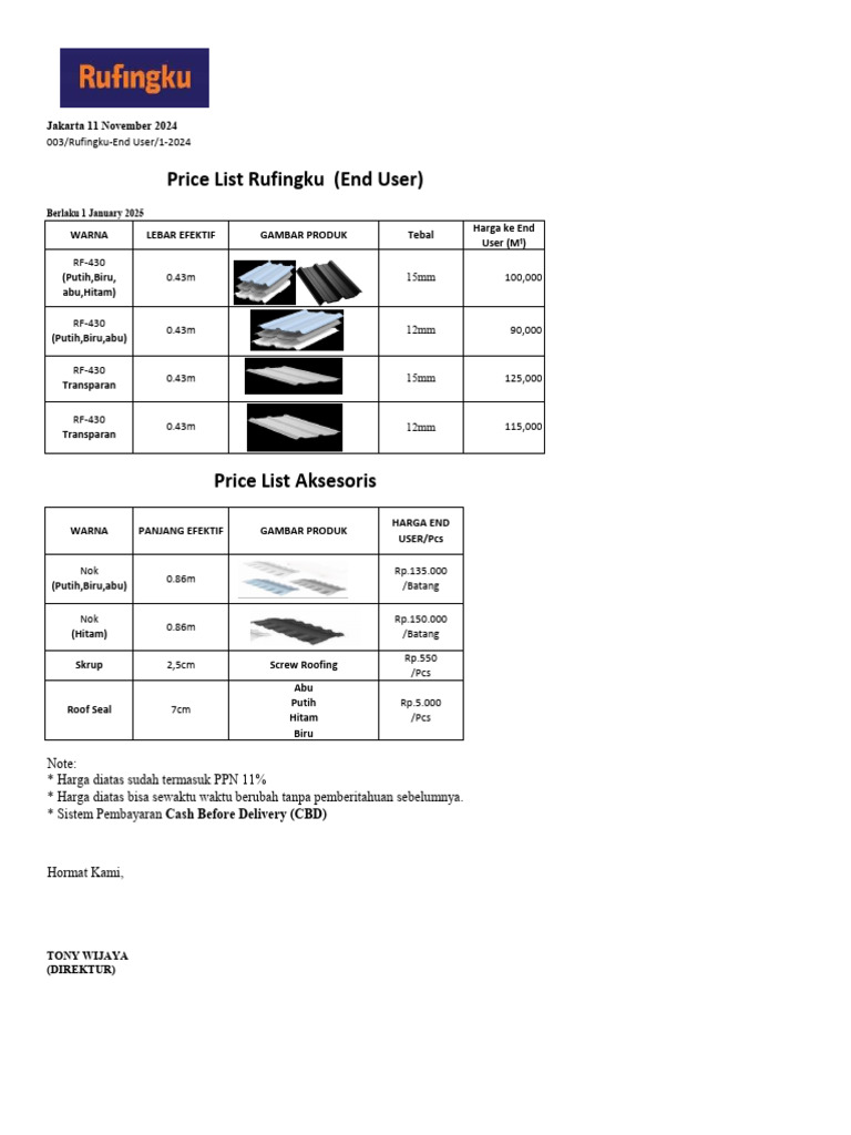 Daftar Harga Rufingku 2025 | PDF