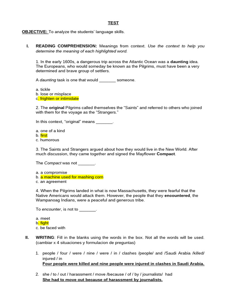 Language Skills Assessment Test | PDF | Credit | Finance & Money Management