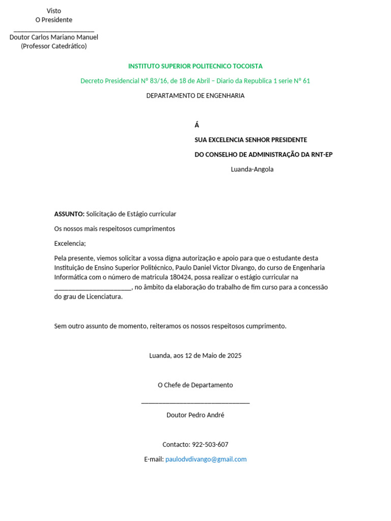carta de estágo | PDF