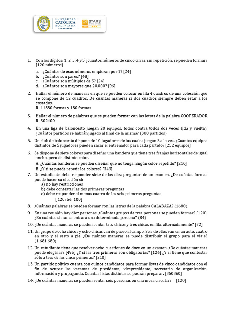 Análisis Combinatorio en Matemáticas Discretas | PDF | Combinatoria