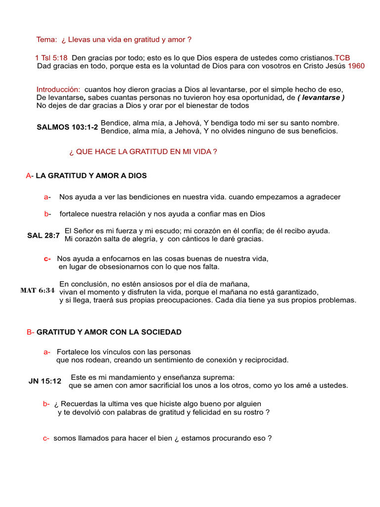 Vida en Gratitud y Amor a Dios | PDF | Gratitud | Amor