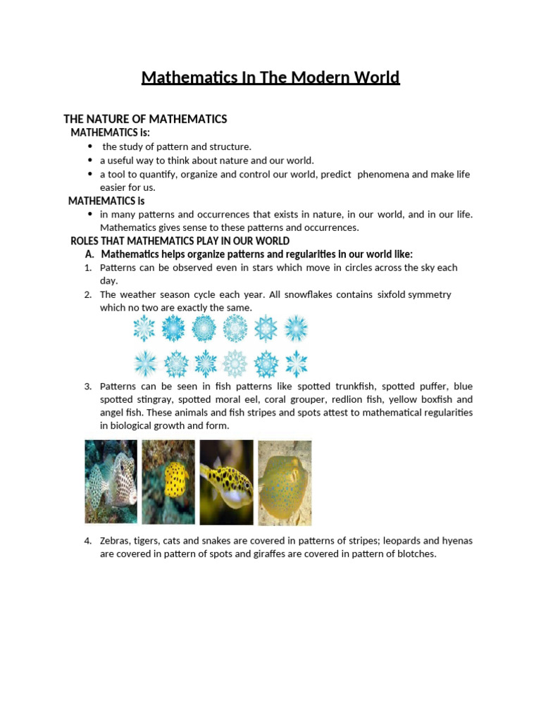 In A Nutshell Mathematics in The Modern World 1st Year 1st Semester ...