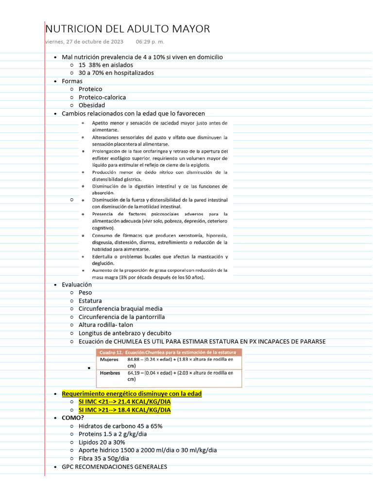 Nutricion Del Adulto Mayor | PDF