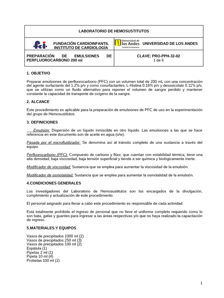 Preparación de Emulsiones de PFC 200 ml | PDF | Emulsión | Líquidos