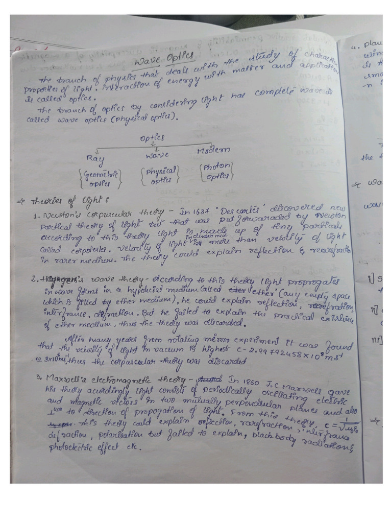 Wave Optics CLG Notes PDF | PDF