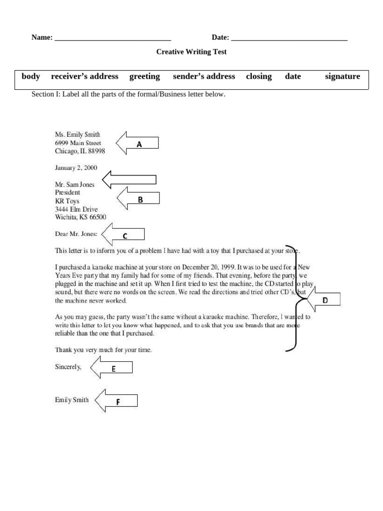 Creative Writing Test | PDF
