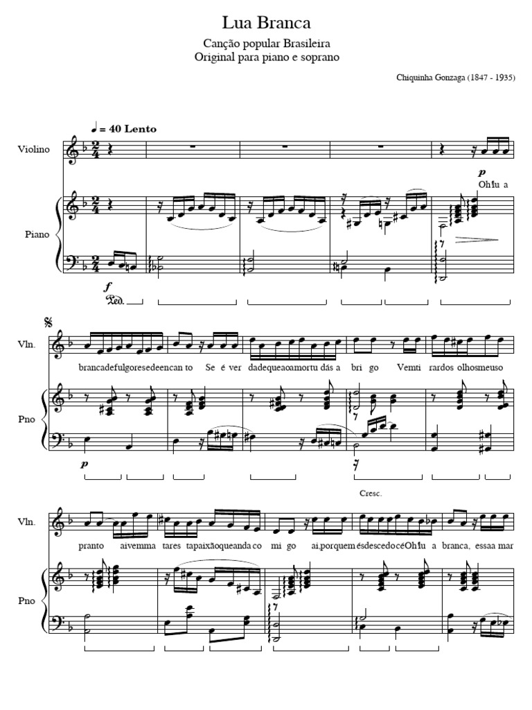 Lua Branca: Partitura para Piano | PDF