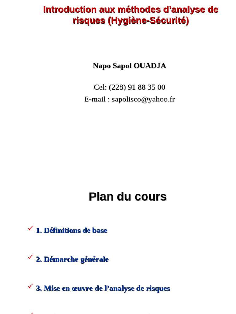 Analyse des Risques en Hygiène-Sécurité | PDF | Risque | Gestion des ...