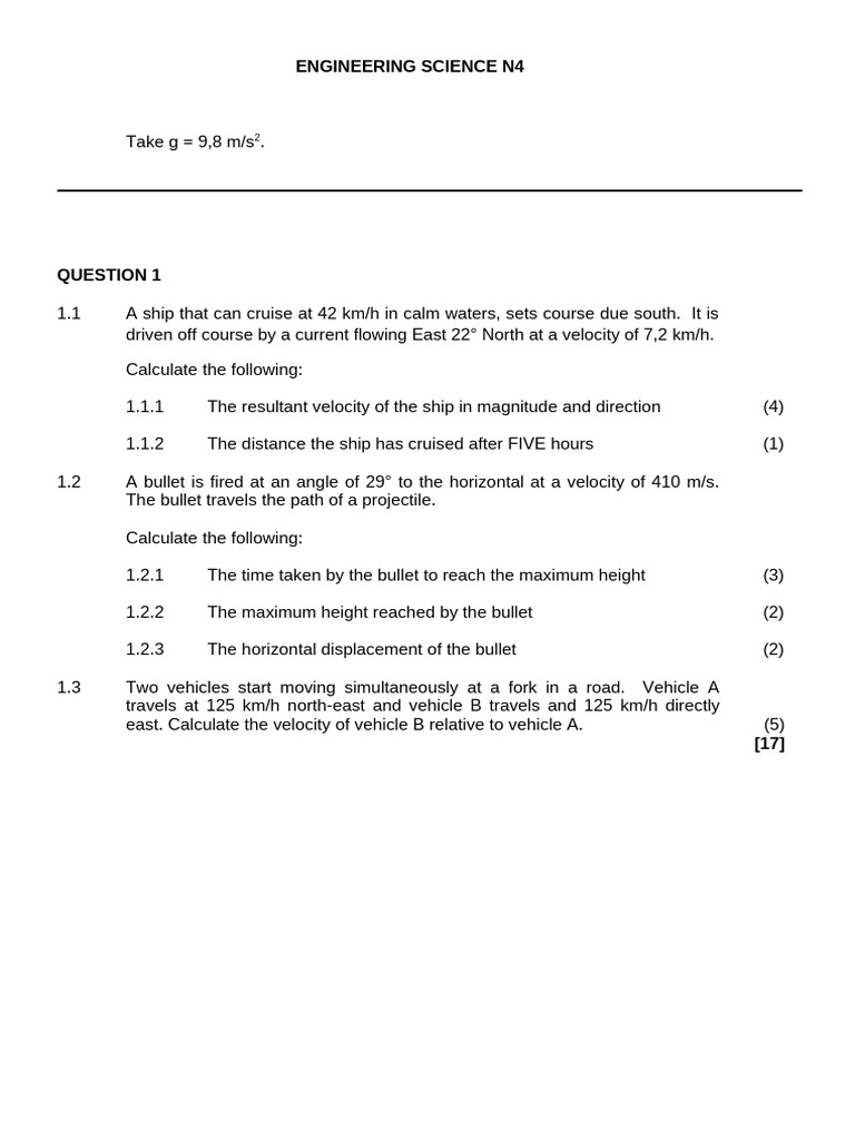 Engineering Science N4 Exam Questions | PDF | Deformation (Engineering ...