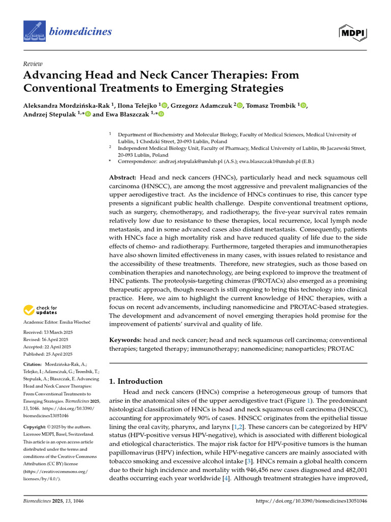 Innovations in Head and Neck Cancer Therapy | PDF | Head And Neck ...