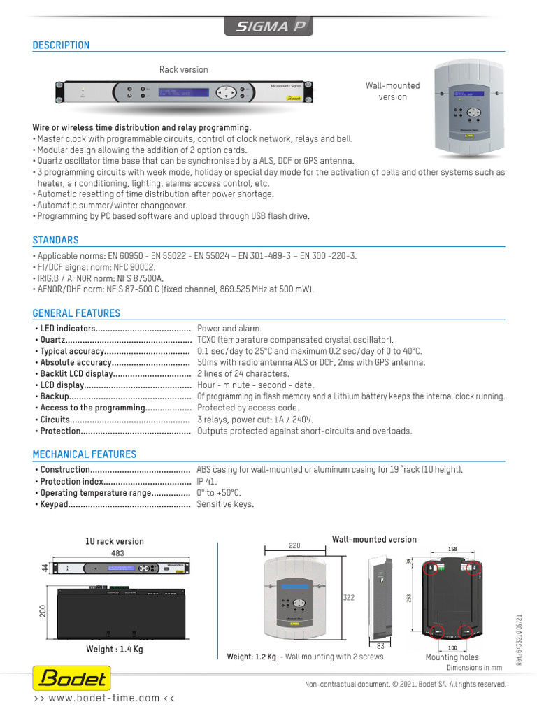 Master Clock Programmable Sigma P | PDF | Clock | Equipment