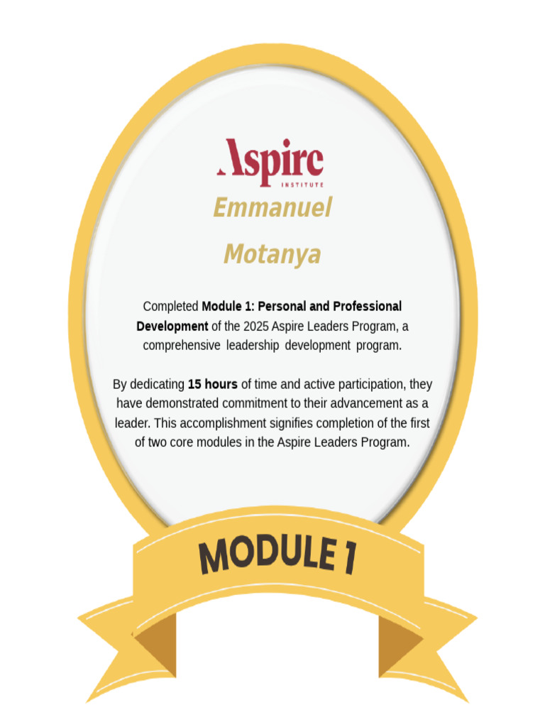 Aspire Leaders Program Module 1 Completed | PDF