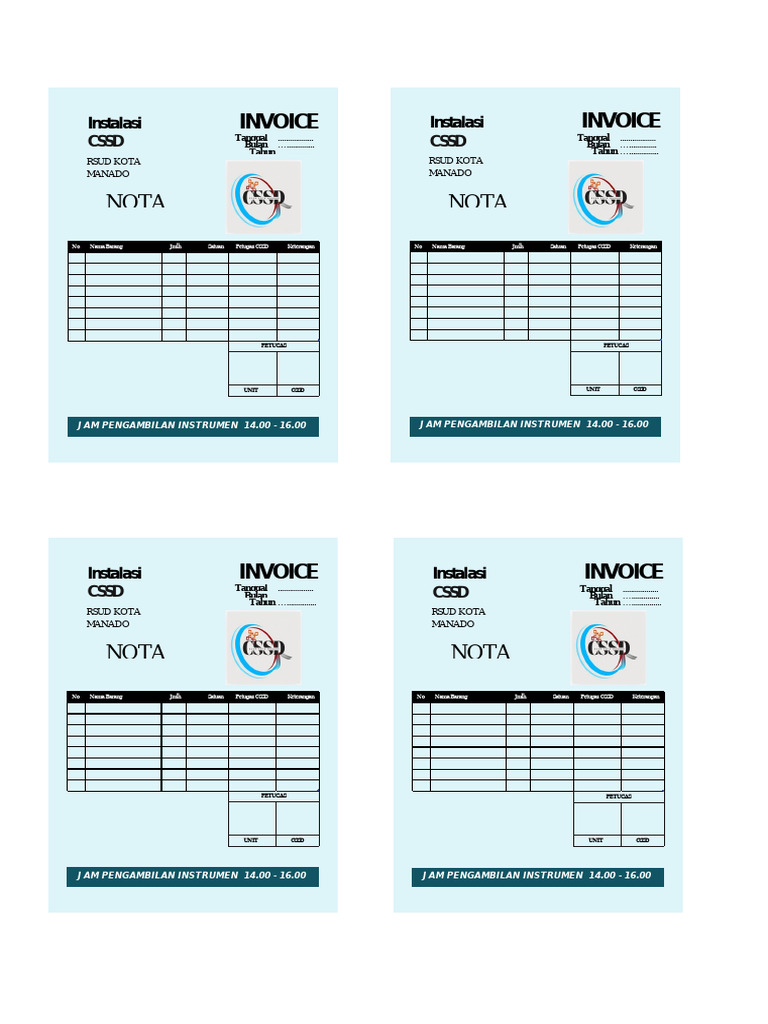 Invoice Petugas CSSD RSUD Manado | PDF