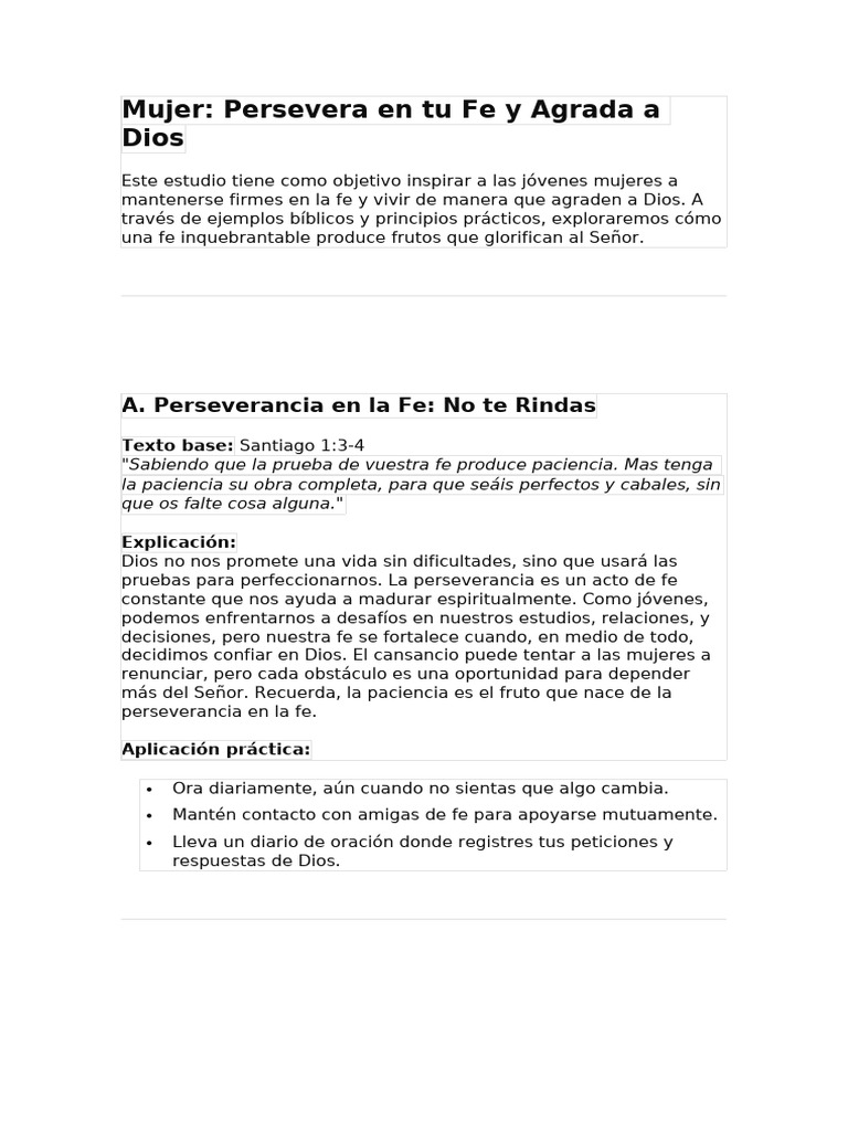 Mujer Persevera en Tu Fe y Agrada A Dios 2 | PDF | Dios