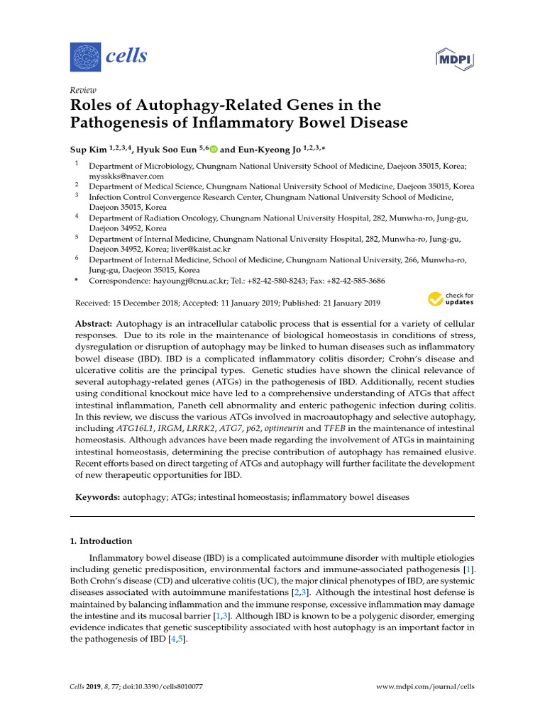 Autophagy Genes in Inflammatory Bowel Disease | PDF | Autophagy ...