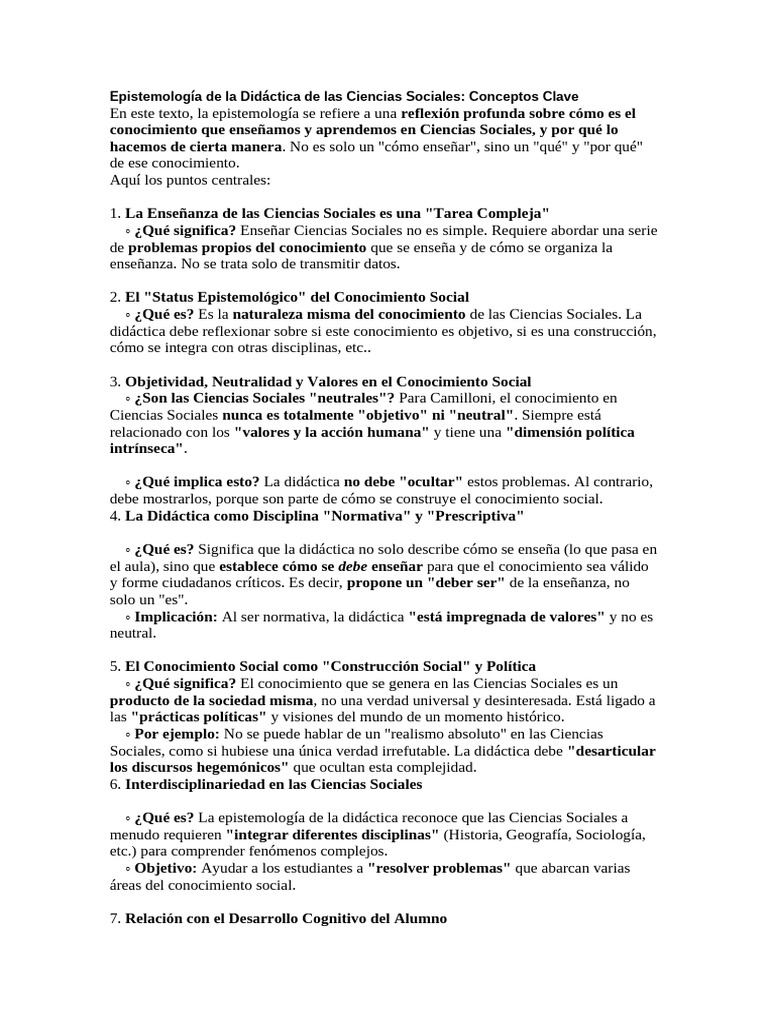 Epistemología en Didáctica de Ciencias Sociales | PDF | Conocimiento ...