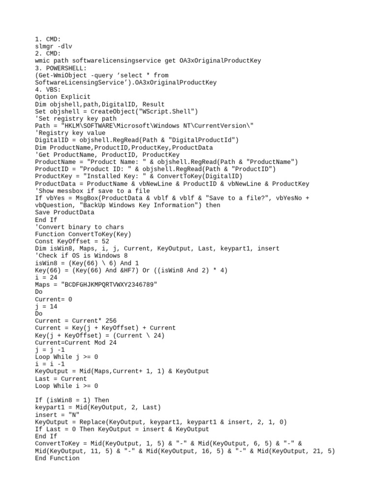 Extracting Windows 10 Product Key | PDF