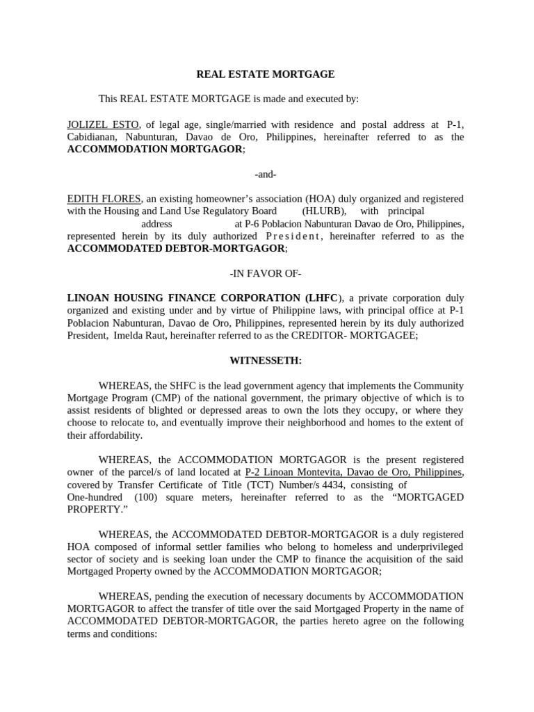 Real Estate Mortgage | PDF | Mortgage Law | Personal Finance