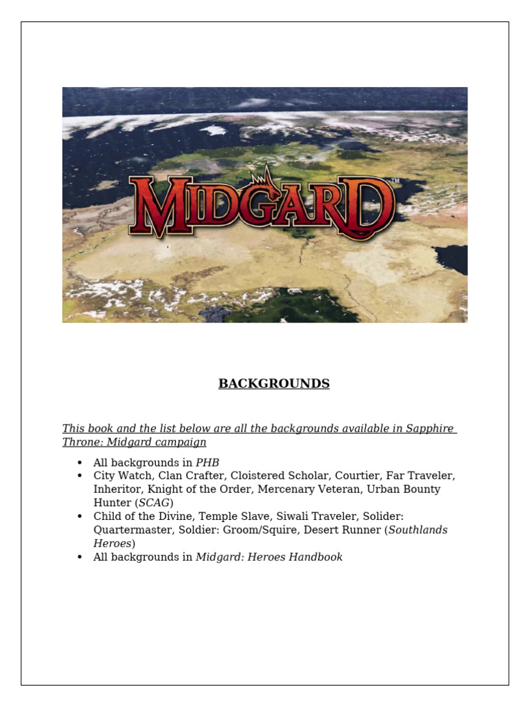 Midgard Backgrounds | PDF | Traditional Medicine | Alternative Medicine