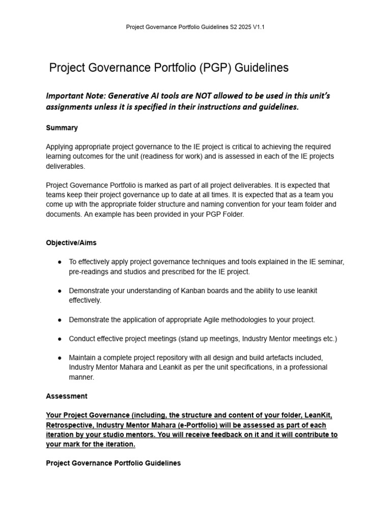 Project Governance Guidelines S2 2025 | PDF | Software Testing | Risk