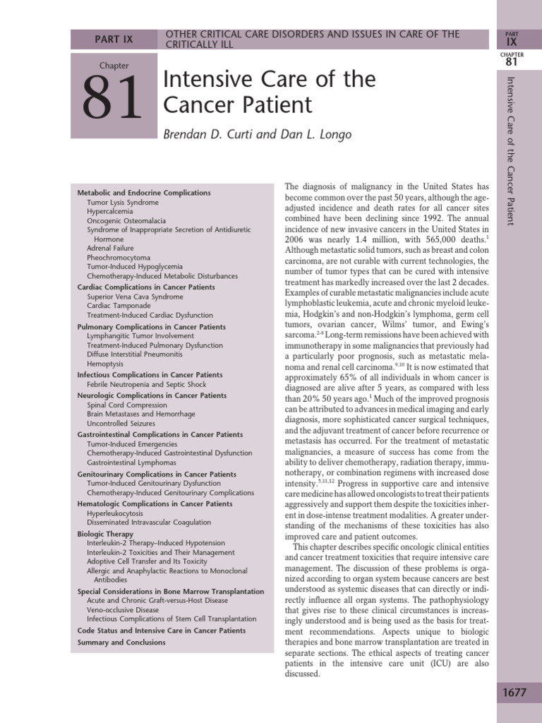 Intensive Care for Cancer Patients | PDF | Cancer | Medicine